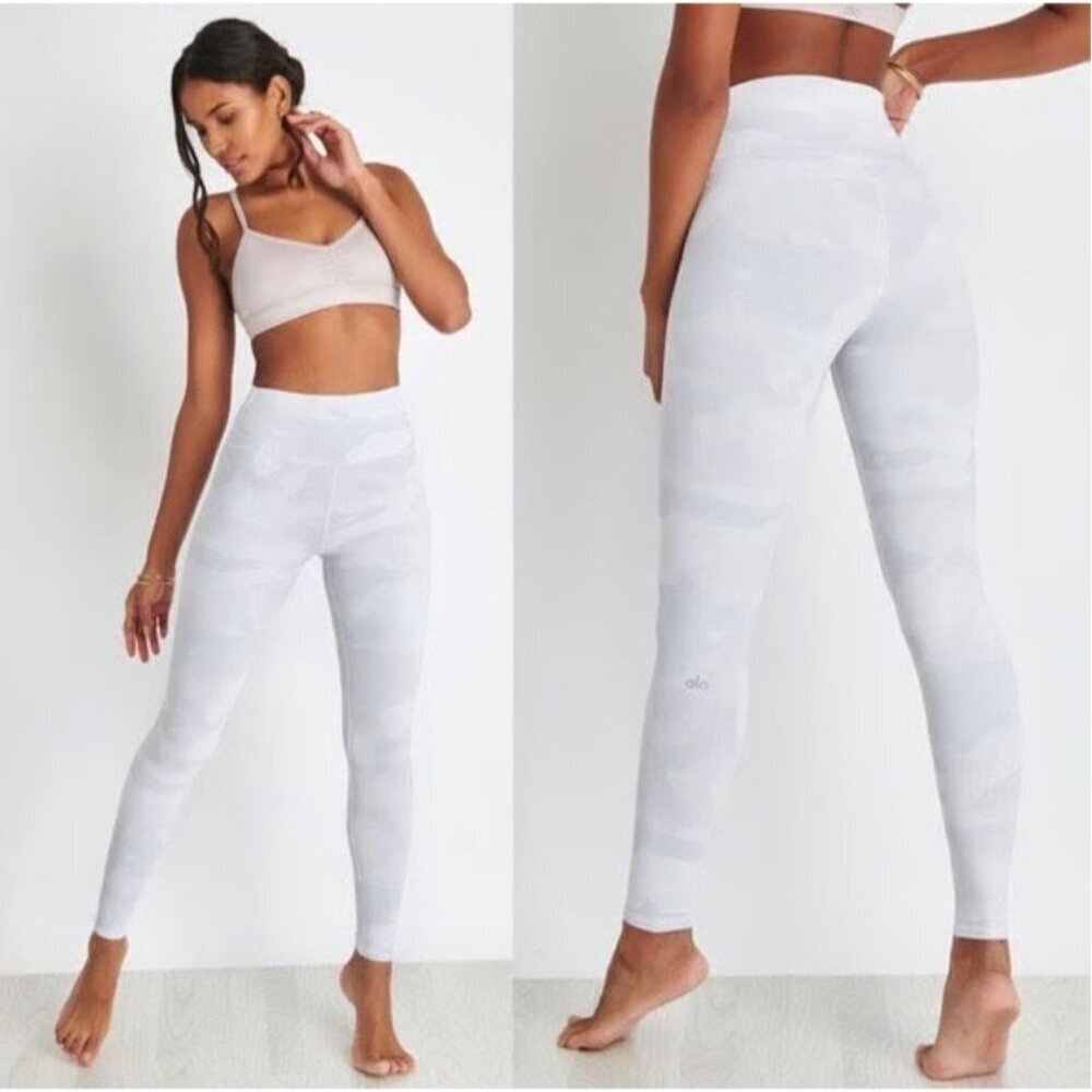alo High Waist Vapor Leggings in White Camouflage NWT Small